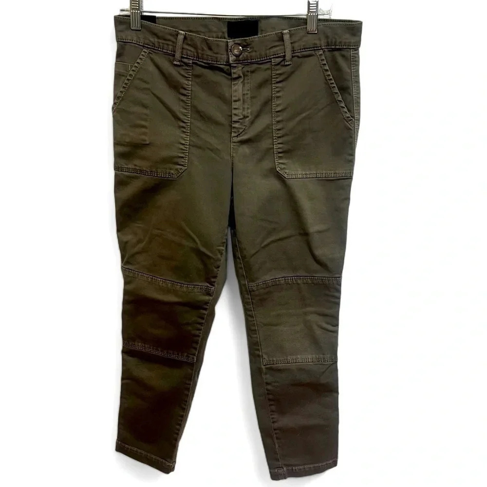 Vince cropped chino type pant with reinforced knees in army green size 29